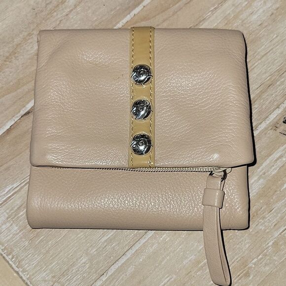 Brighton Nolita Shimmer Leather Fold Over Wallet with Silver Accent Studs - Picture 1 of 10